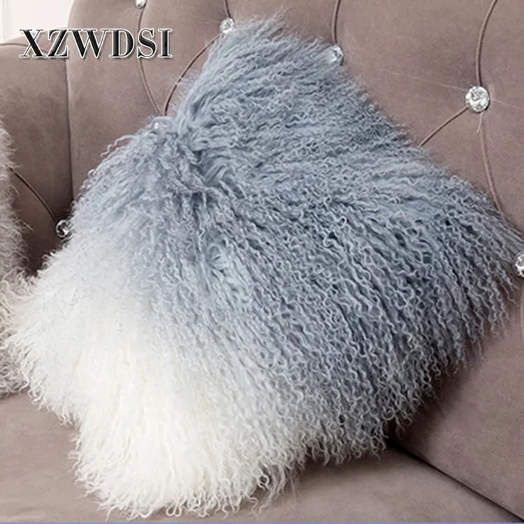 CX-D-57 Cheap Handmade Breathable Mongolian Lamb Fur Pillow For Home