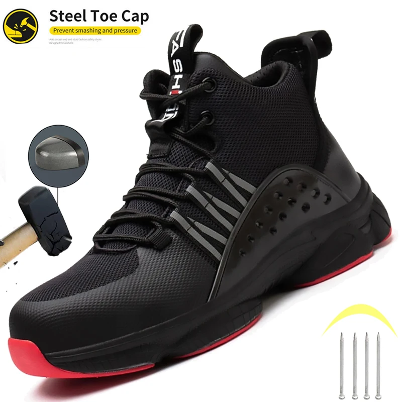 

Man Safety Shoes Puncture-Proof Work Sneakers Lightweight Work Shoes Men Steel Toe Shoes Safety Boots Indestructible Shoes