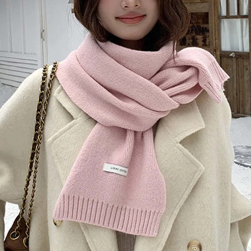 

розовый бежевый шарф для женщин милые вязаные зимние шарфы