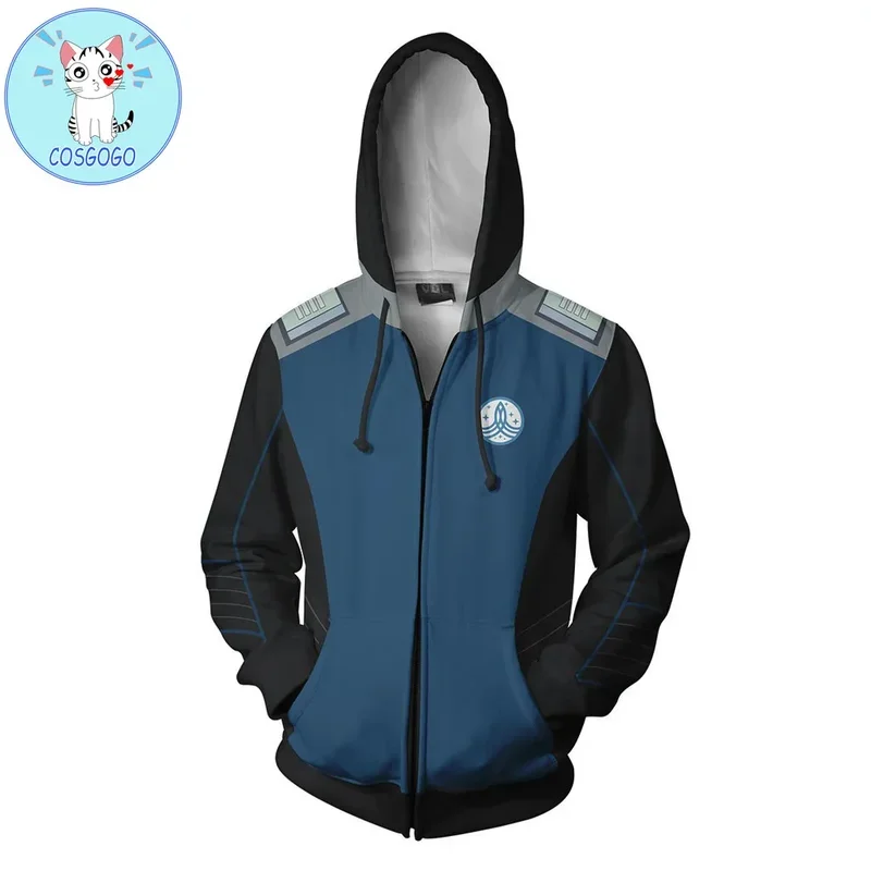 Star Voyager Command Cosplay Star Costume Hoodie Trek Hoodie Sweatshirt 3D Print Zipper Jacket Sweatshirts Coat Tracksuit 5XL