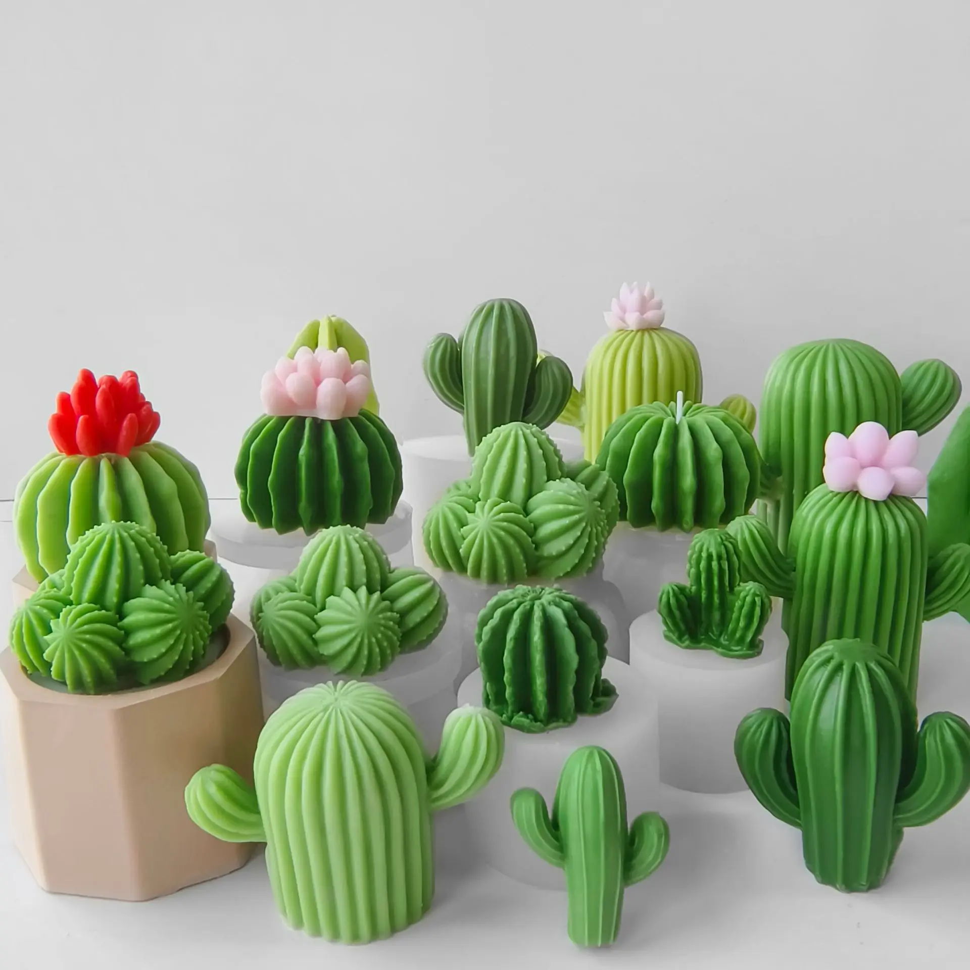 27 stili piante succulente stampo per candele in Silicone strumenti per decorare eucalipto cera 3D fai da te gesso fatto a mano Cactus aromaterapia