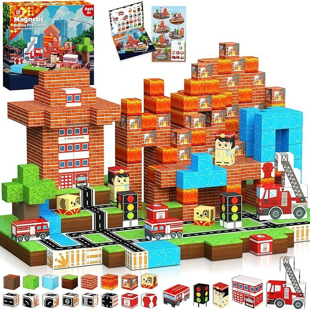 

STEM sensory toys, creative City firefighter educational assembly model,children's birthday Christmas gifts Back To School Gifts