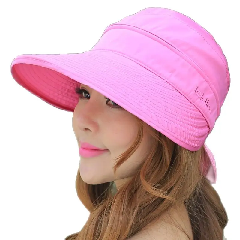 (2pcs/lot) Women Summer Sun Hat Panama Girls Anti-Uv Female Visors Golf Caps Folding Zipper Outdoor Beach Travel Hiking Top Hats