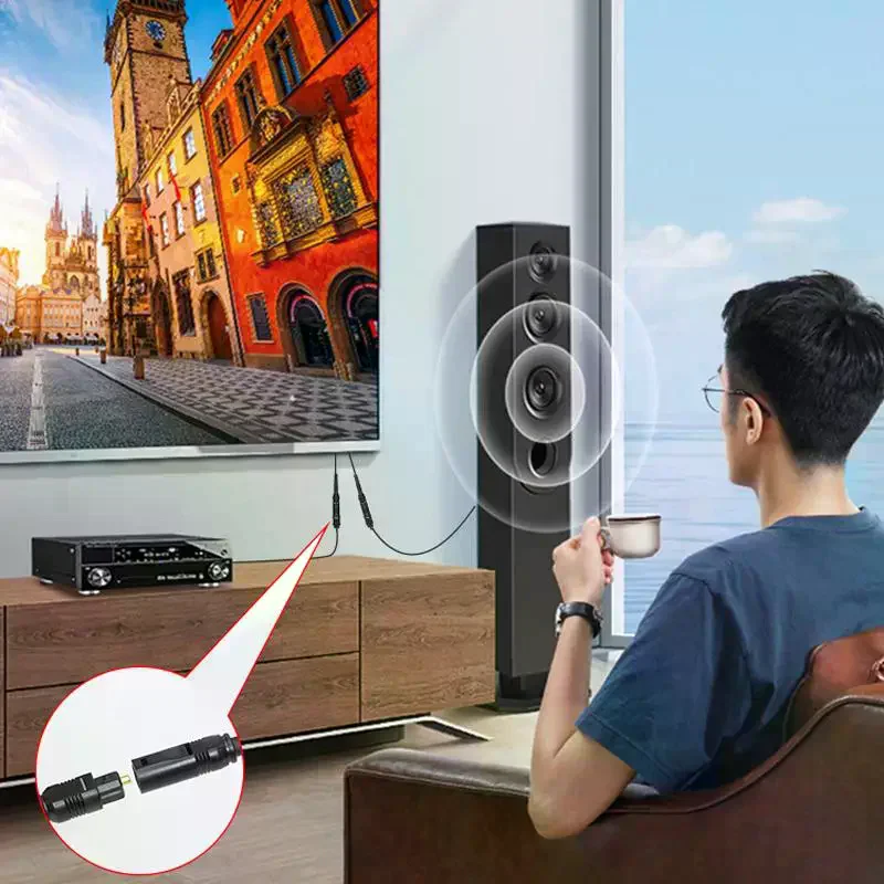 1x2 Digital Audio Splitter Toslink Digital Fiber Optic Audio Splitter 1 Male Input 2 Female Output for Home Theatre