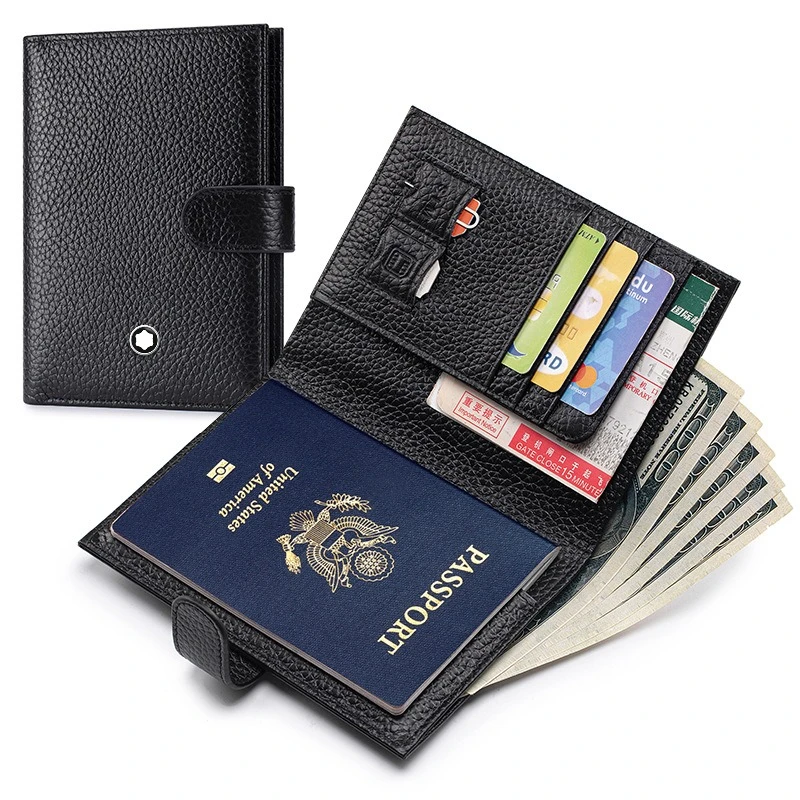 

High-End Business Sle 100% Genuine Leather Ultra-Thin RFID Anti-Theft Card Holder Passport Wallet Multi-Function Document Case
