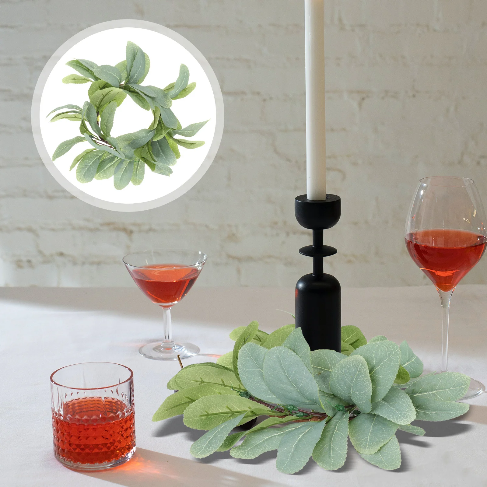 

2Pcs Simulation Wreath Decorative Artificial Leaf Wreath for Home Party Festival Outdoor Tabletop Front Door Decor