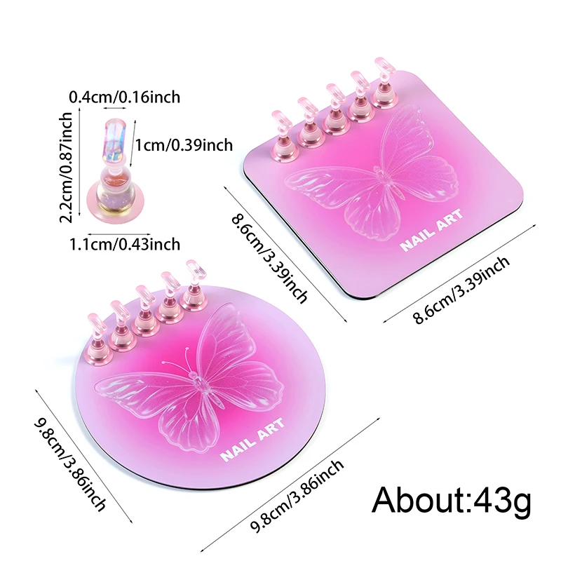 Soporte para uñas de mariposa, soporte de práctica para puntas de uñas postizas, Base Aurora, soporte magnético completo, bandeja, herramientas de práctica para salón de manicura, 6 uds.