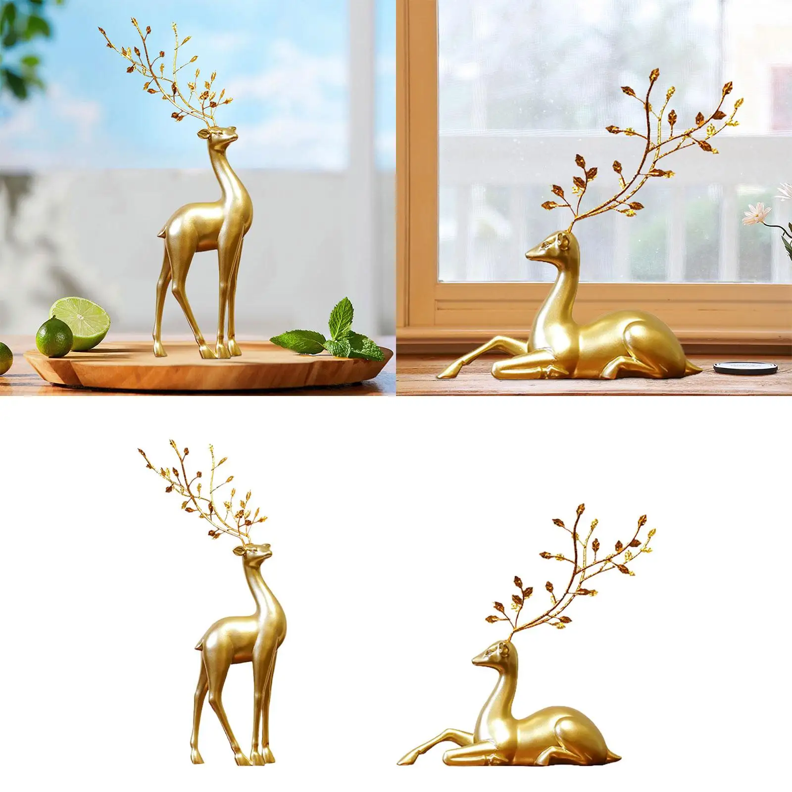 Lifelike Reindeer Figurine Reindeer Ornaments Party Deer Figurine Statues for Desktop Home Bedroom Living Room Holiday