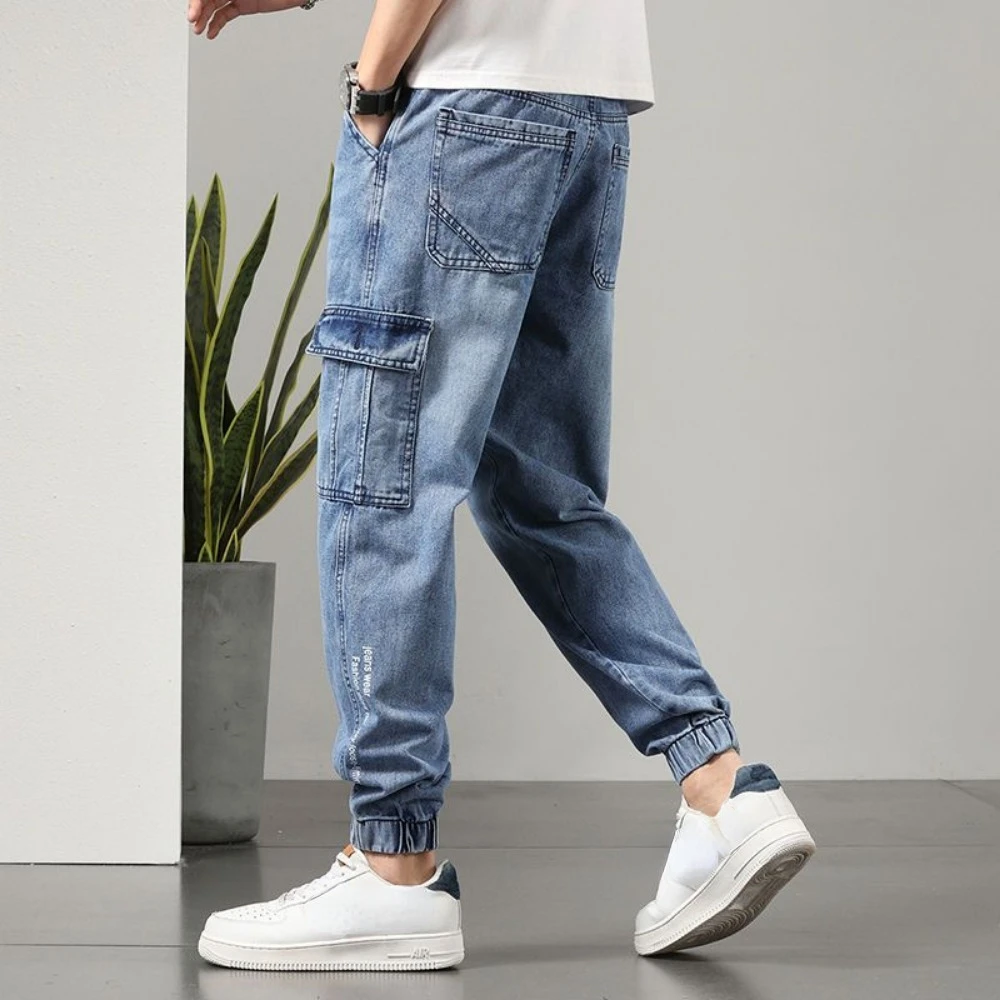 2022 Autumn Winter Men's Casual Pants Business Fashion Korea Stretch Regular Fit Grey Trousers Male Clothes Jeans Baggy Jeans