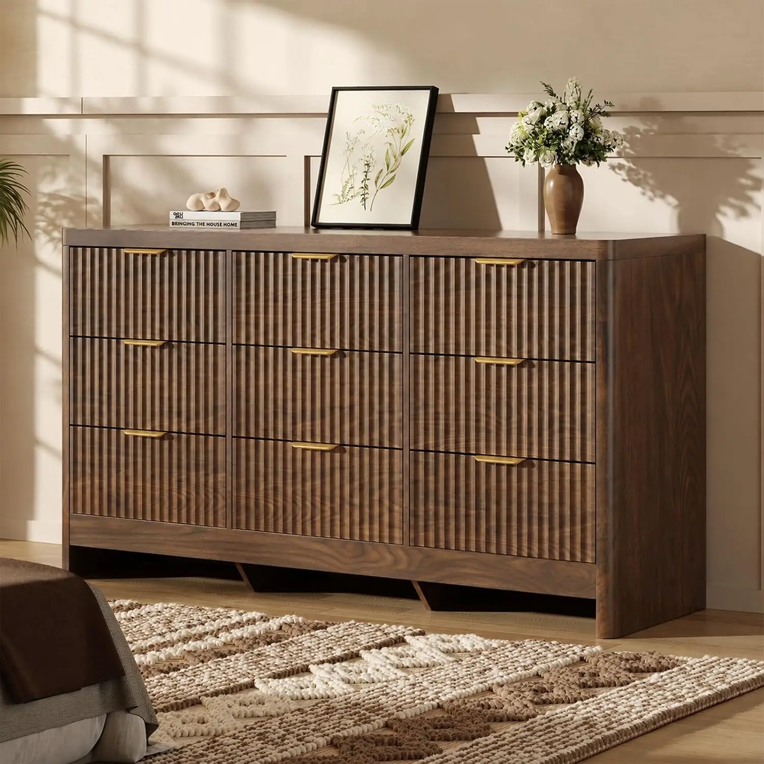 Fluted 9 Drawer Dresser, 59