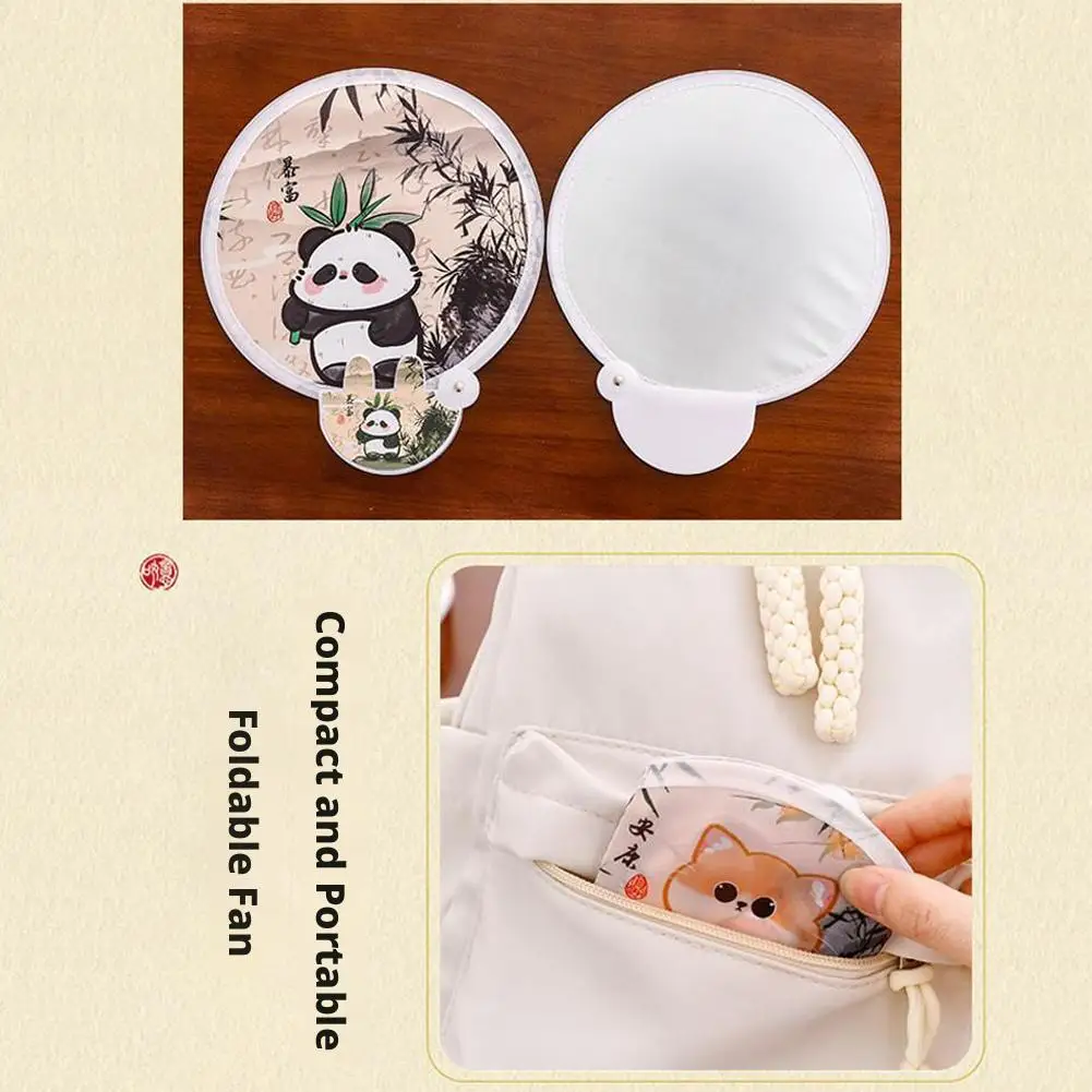 Cartoon Cat Panda Folding Fan Portable Reflective Board for Photography Selfie Summer Cooling Fan Creative Hand Fan
