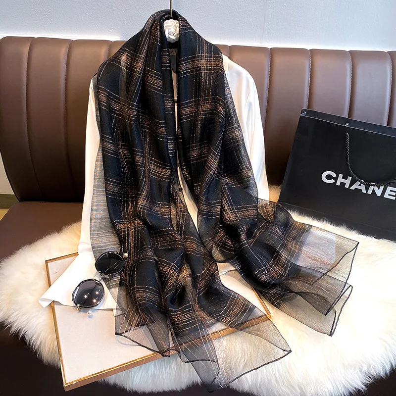 Spring New Korean Style Breathable Lightweight Scarf Women\'s Fashion Temperament Long Shawl Keep Warm Temperament Silk Scarf