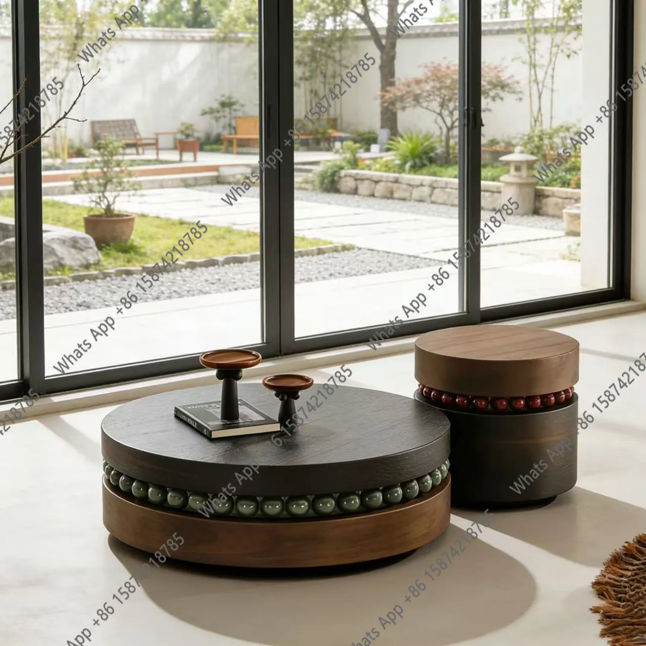 Modern minimalist retro round bead decorative coffee table combination niche designer creativity