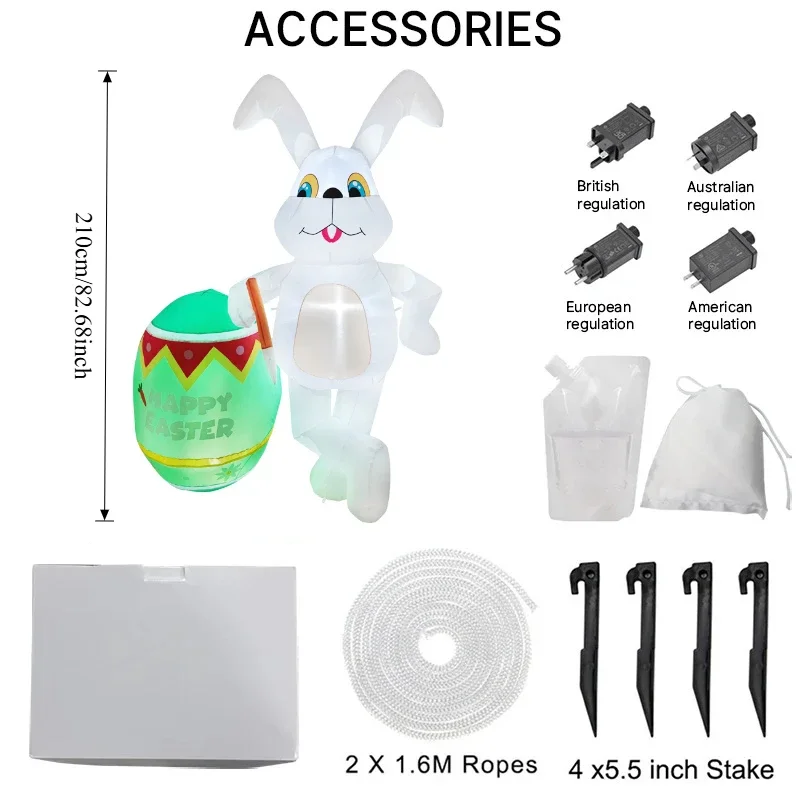 6.8FT عيد الفصح احتفالي أرنب قابل للنفخ على الفطر ديكور المدمج في أضواء LED فناء Airblown ساحة زخرفة عيد الفصح نفخ #6