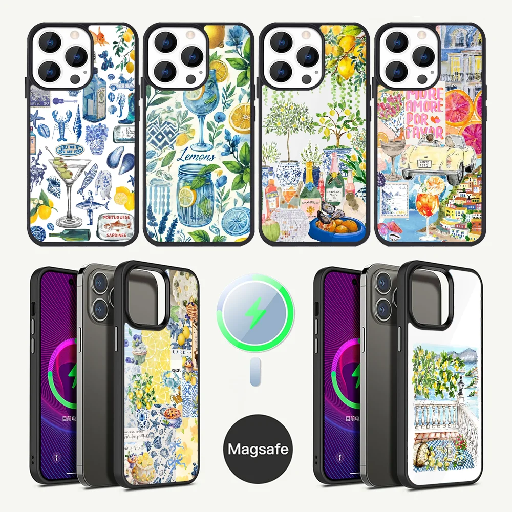 

Seaside Scenery Wine Lemon Phone Case For iPhone 16,15,14,13,12,11,Plus,Pro,Max Mini Magsafe Magnetic Wireless Charging