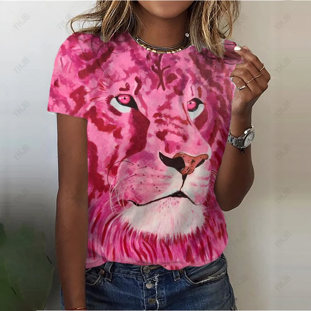 

Lion 3D print T Shirt Women Fashion Loose Short Sleeve Tops Oversized Summer O-Neck Casual Bohemian Print Ladies Tee Shirts