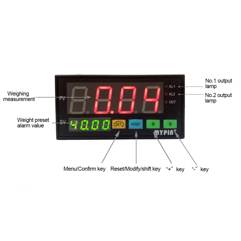 LM8-RRD Digital Weighing Controller High Precision LED Display Weight Controller 1-4 Load Cell Signals Input 2 Relay Output 4