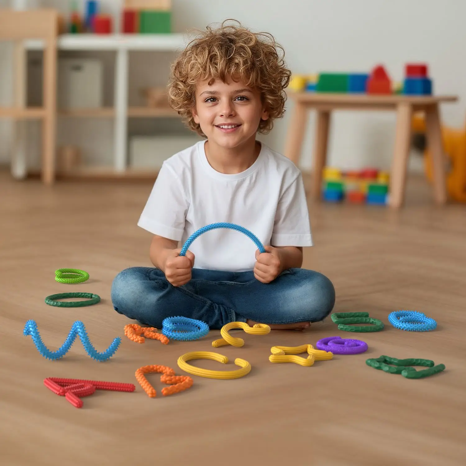 Jouets Fidget texturés en Silicone Flexible, 8 pièces, pour enfants et adultes, soulagement de l'anxiété, jouet sensoriel, motricité Fine, cadeaux de noël
