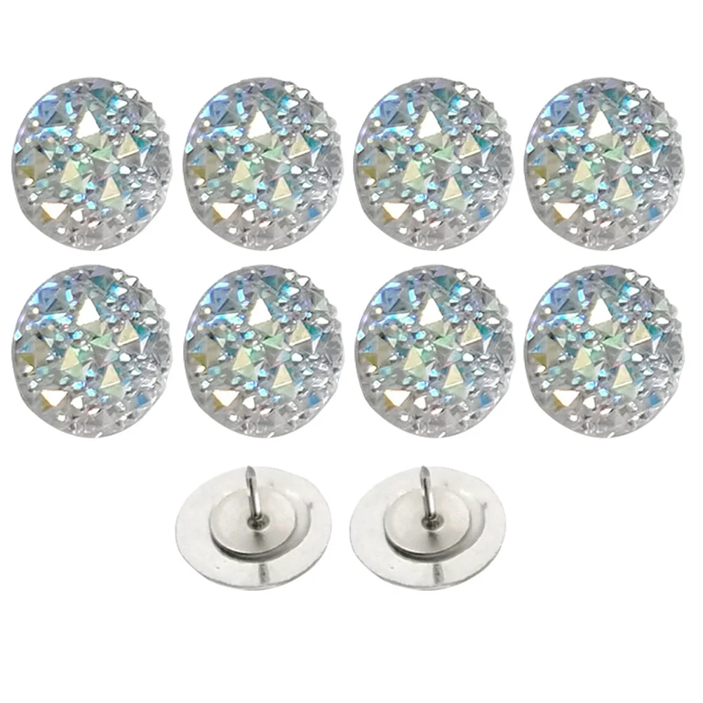 10 Pcs Rhinestone Thumbtack Multi-function Push Pin Ornamental Pushpins Giant Decorate Classic Map Thumbtacks Metal Compact