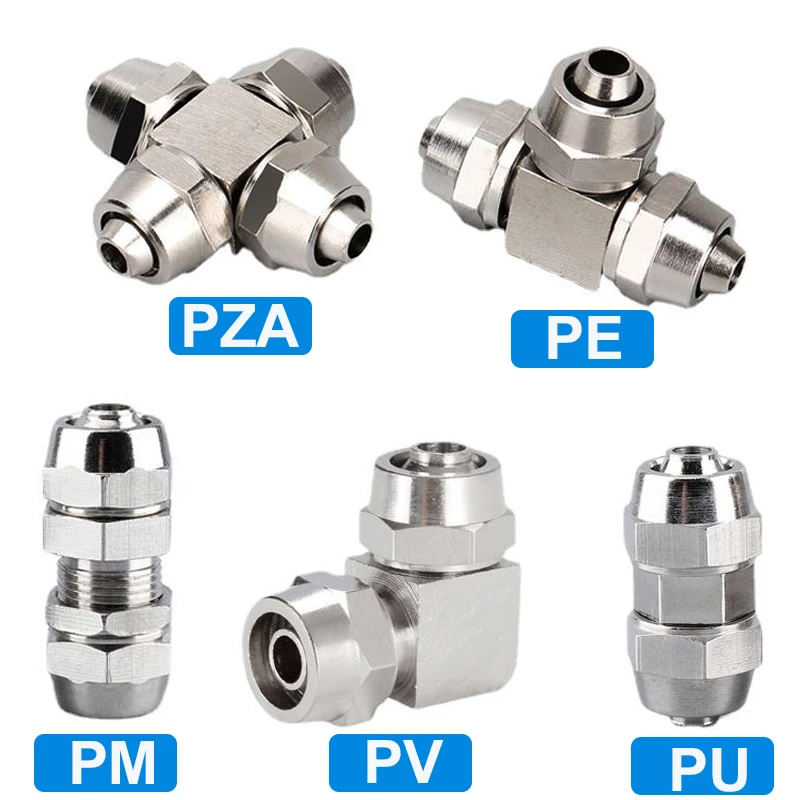 Verkoperd Nikkel Pneumatische Lucht Snelkoppeling voor Slang Buis OD 4 MM 6 8 10 12 14 16 MM Snelle Gezamenlijke Verbinding KPV KPE PM PZA