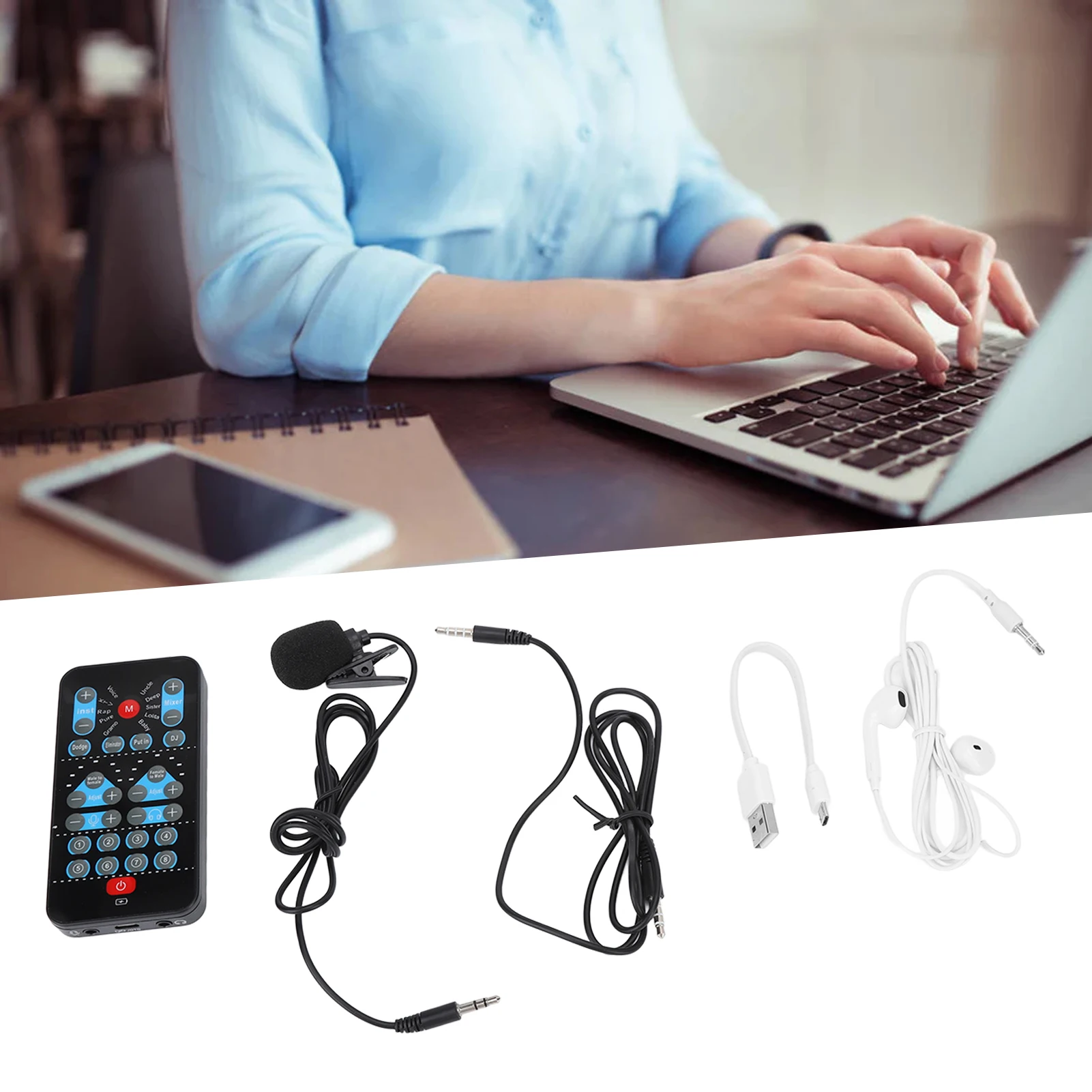 

Voice Changer Device Portable Beautifying Handheld Sound Changer Card 8 Effects for Phone for Podcast