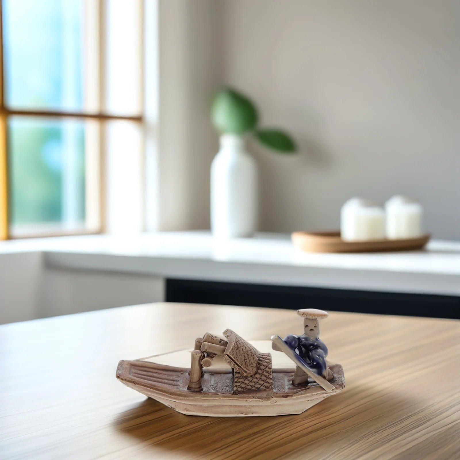 

5Pcs Small Fake Rockery Bonsai Ceramic Vintage Boat Statue for Fish Tank Landscape Decoration Mini Boat Ornament