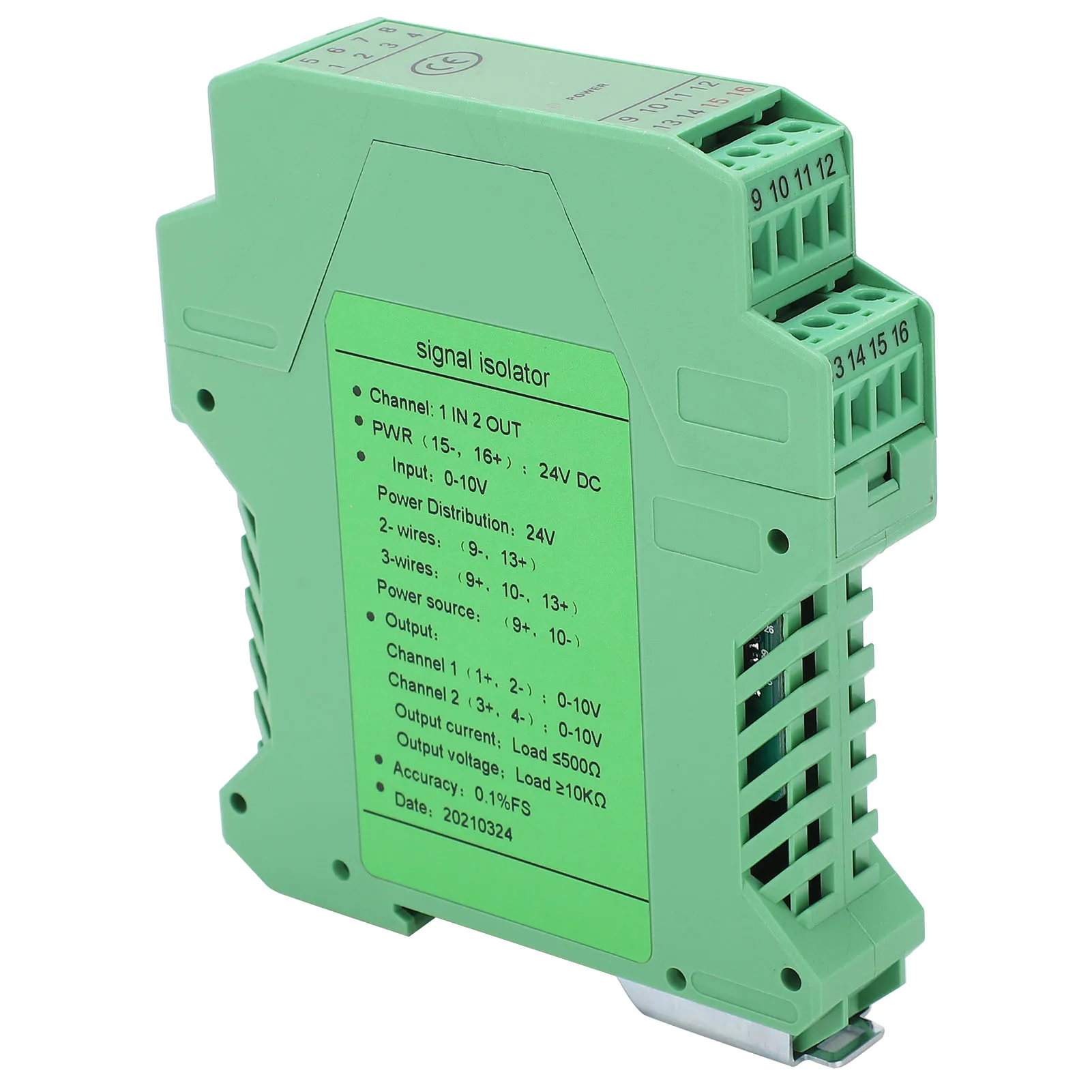 Signal Isolation Transmitter Signal Isolator  1 Input 2 Output Current Voltage Transmitter Rail Mount Conditioner GLG