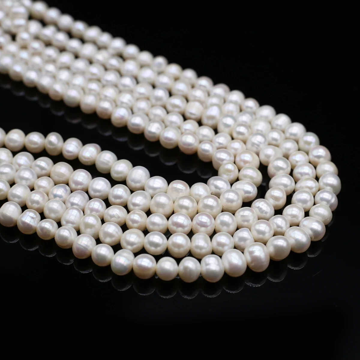 7-8mm Round Beads Natural Freshwater Genuine Pearl Jewelry Making DIY Bridal Dress Decoration Necklace Bracelet Accessories Gift