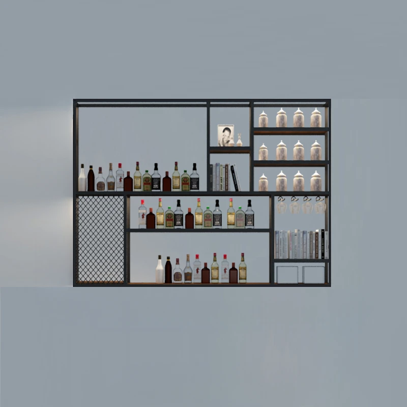 

Wine Fridge Liquor Bar For Living Room Storage Furniture Set Canteen Wall Rack Cabinet Glass Showcases Collection Showcase Iron