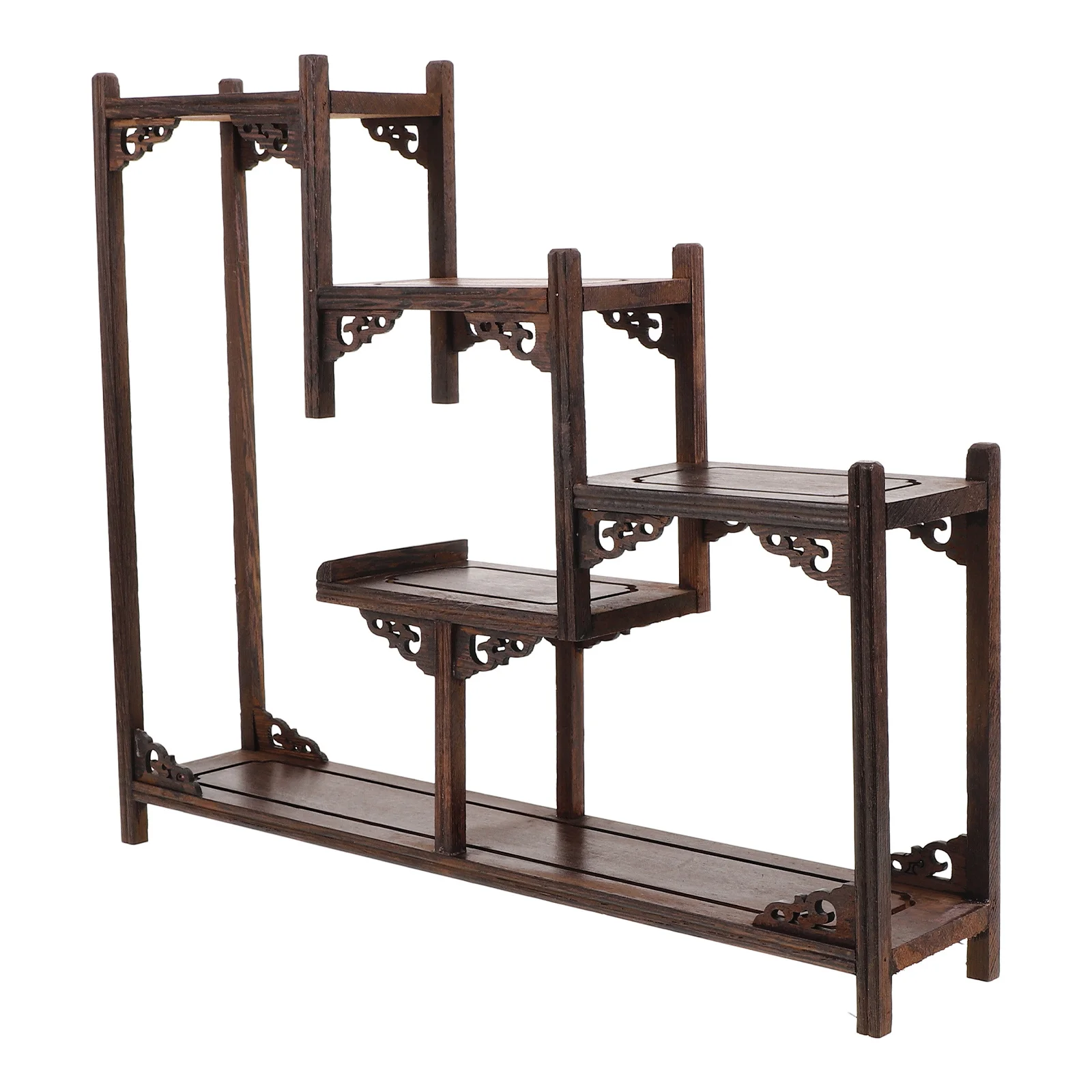 

Chinese Style Display Shelf Multi-Layer Wooden Craft Stand Vintage Home Decor Curio Storage Rack Bonsai Stand
