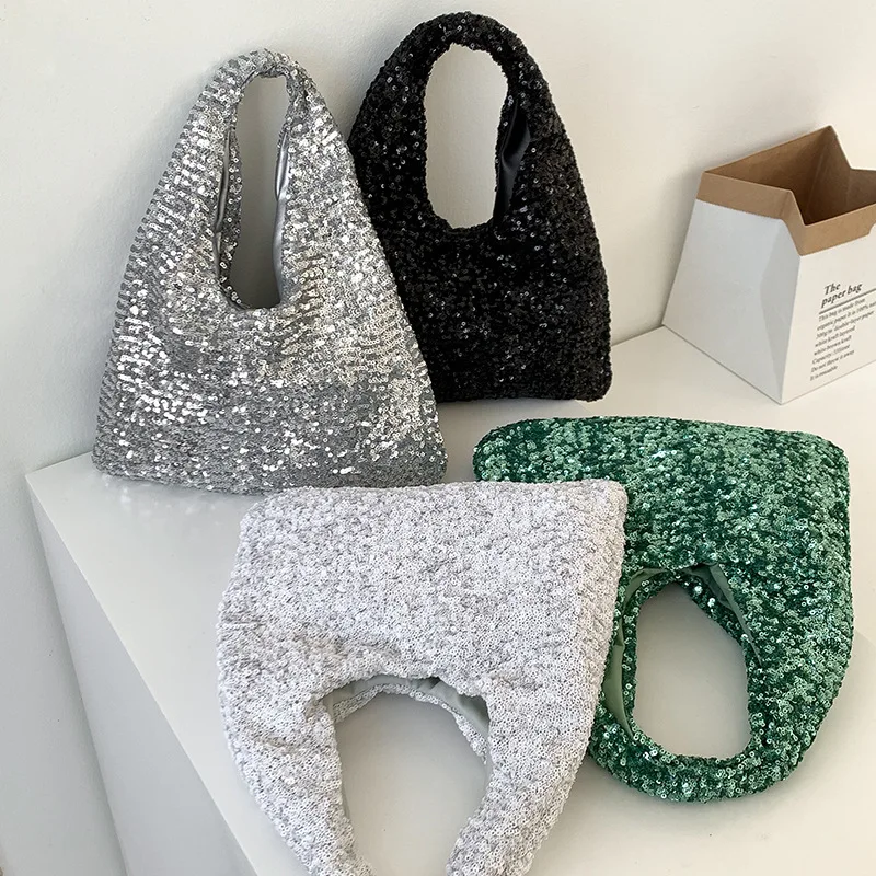 

Tote Bag For Women Sequin Hobo Bag Slouchy Trendy Underarm Bag For Work Travel Shopping Luxury Designer Handbag And Purse