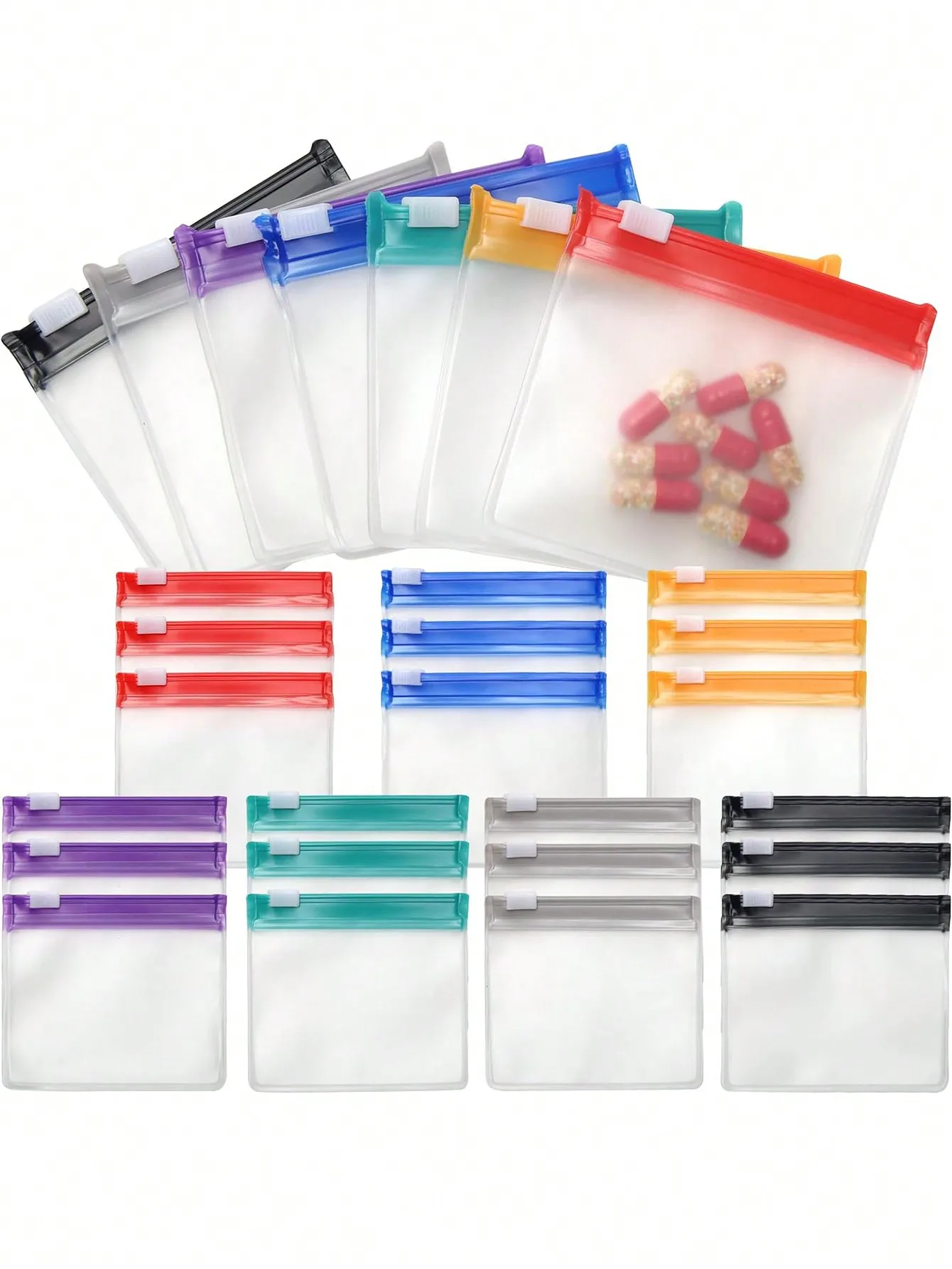 Bolsa para pastillas con cremallera de 14 Uds., bolsa para pastillas reutilizable, bolsa para medicamentos, bolsa para pastillas portátil, bolsa para pastillas de viaje autosellante con cerradura deslizante