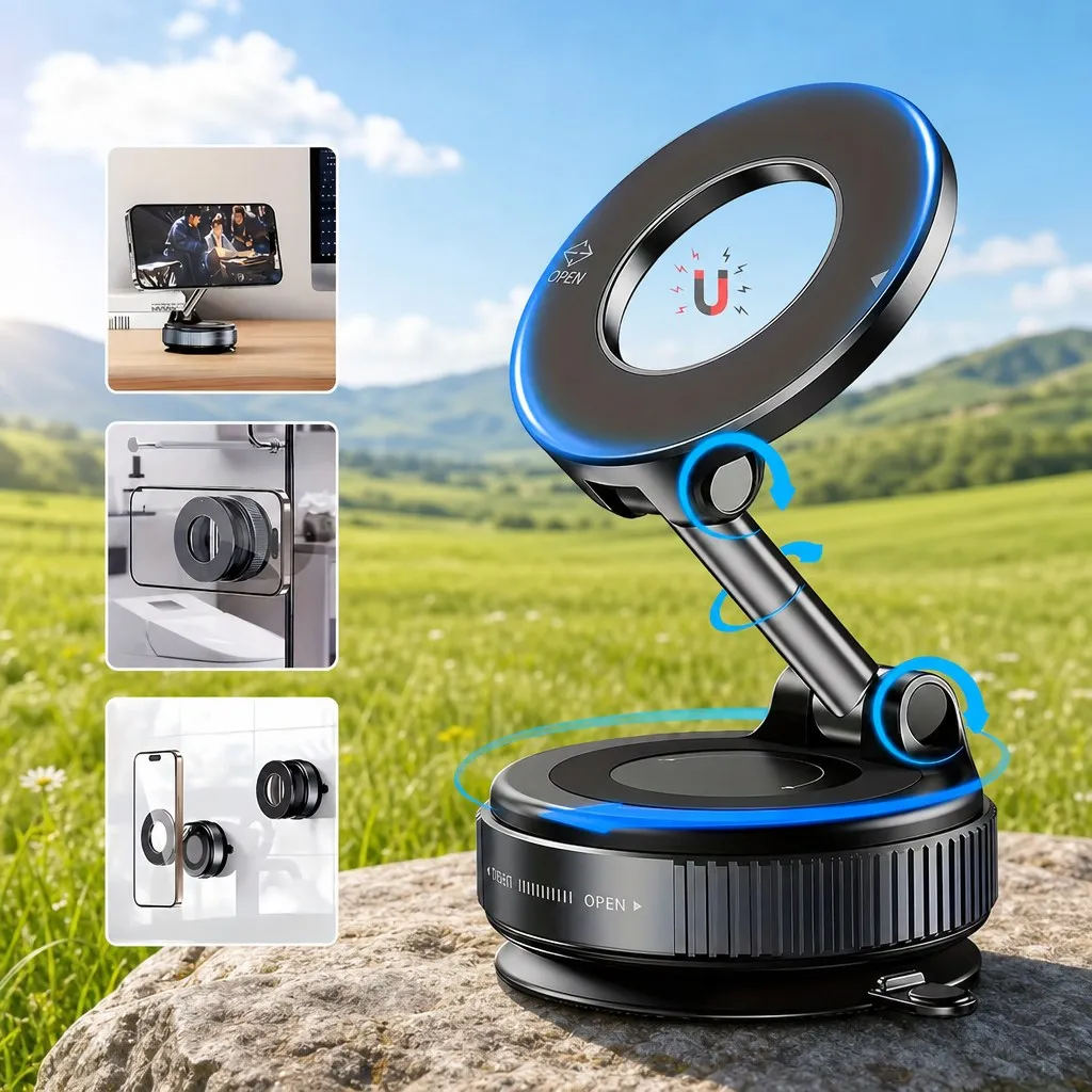 2025 New Magnetic Car Phone Holder Multifunctional Navigation Vacuum Suction Cup