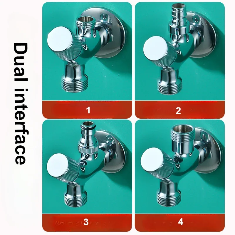 Brass Wall Mounted Angle Valve Household Washing Machine Water Tap Multi-functional Bathroom Faucets Single Control