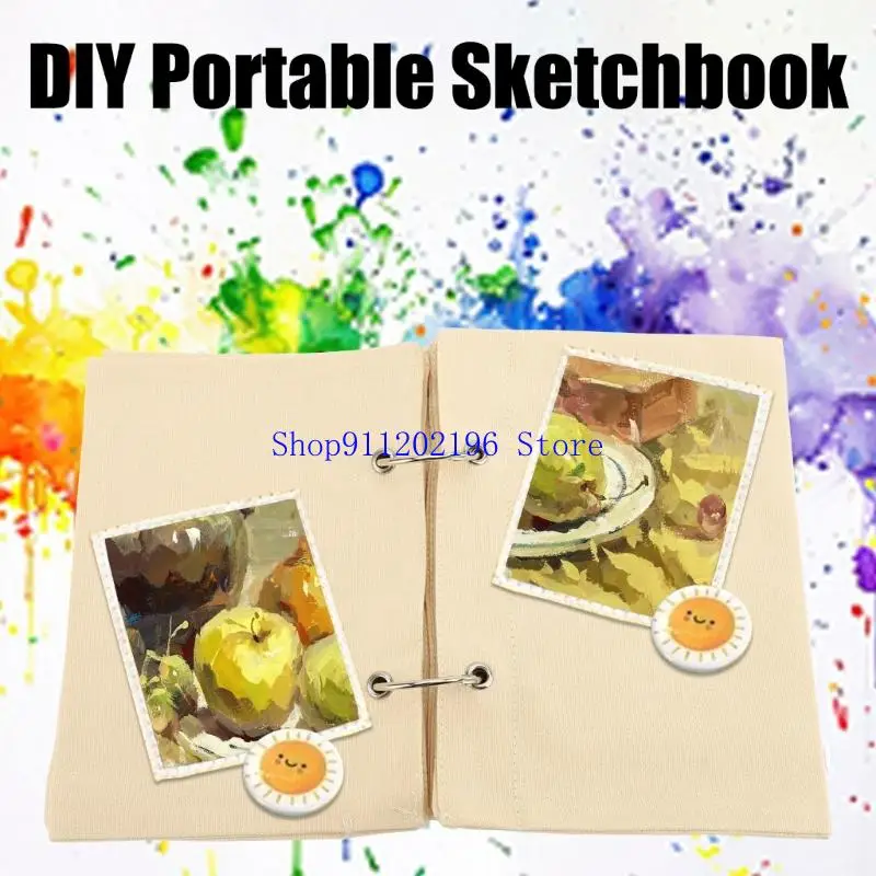 كراسة الرسم المحمولة من نسيج الكتان P82A للفنانين الطلاب رسم رسم الأعمال الفنية