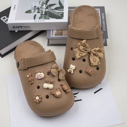 4 PCS/lot Shoe Charms Decoration Buckle Pins Coffee Bow Bear Candy Floret Ice Cream Pins DIY Combiation for Croc Friend Gift