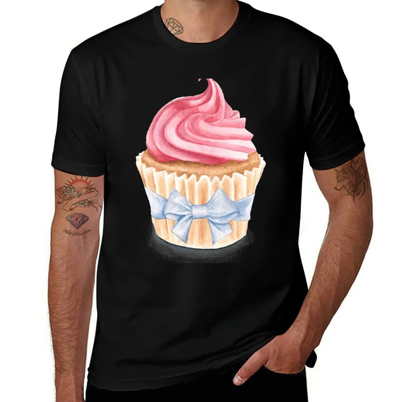 Pink Cupcake T-Shirt Casual All Match Short Sleeve T-Shirt