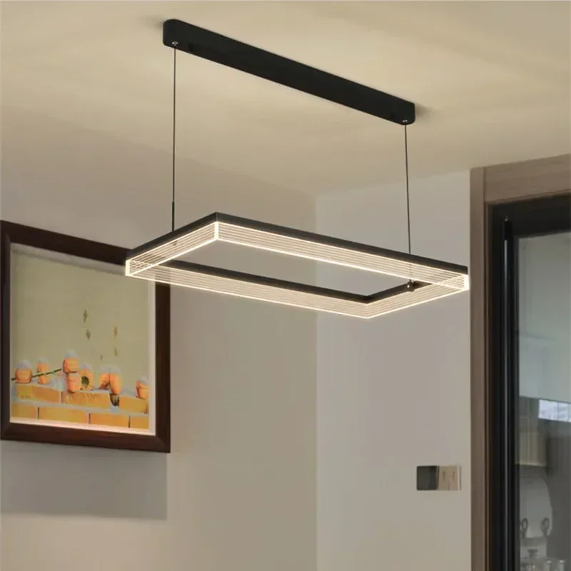 Imagem -03 - Dimmable Retângulo Acrílico Led Luzes Pingente Lâmpada Pendurada Simples Luminárias Nórdicas Sala de Estar Minimalismo