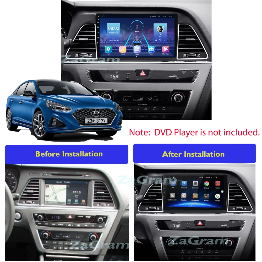 9 Inch Car Fascia for Hyundai Sonata 7 LF 9 2014-2017 Video Panel Player Audio Dashboard 2 Din Frame Dashboard Mount Kit