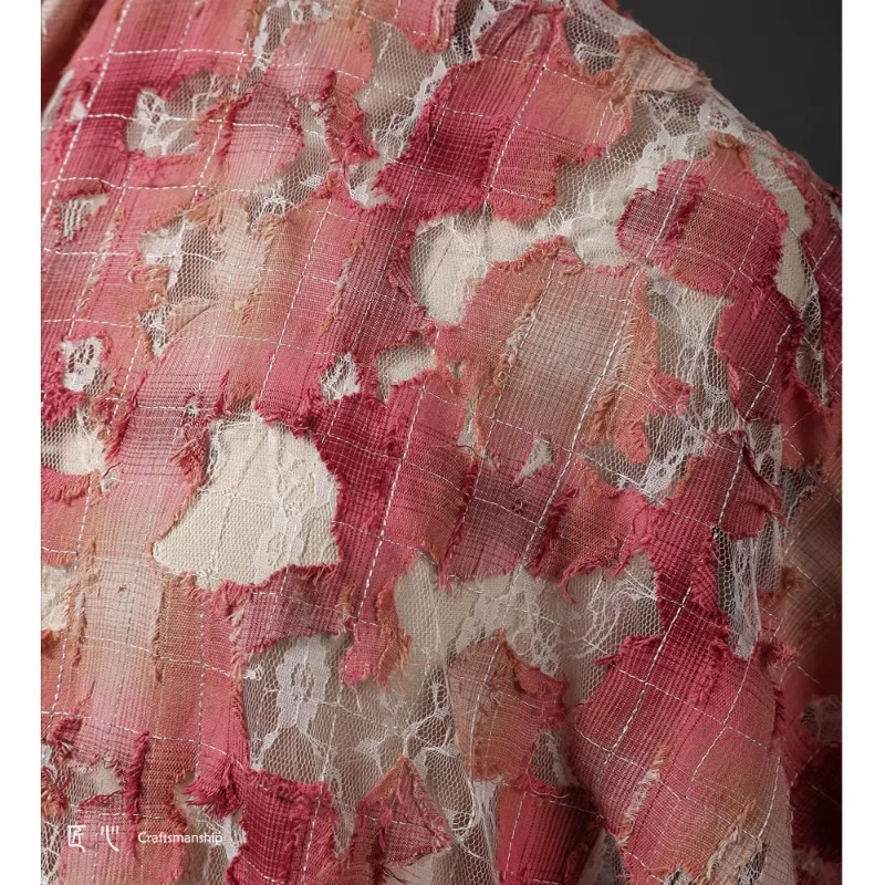 

Градиентная красная сетка, кружевная полая ткань для модной одежды «сделай сам», дизайн одежды, шитье своими руками на дворе, тканевый материал