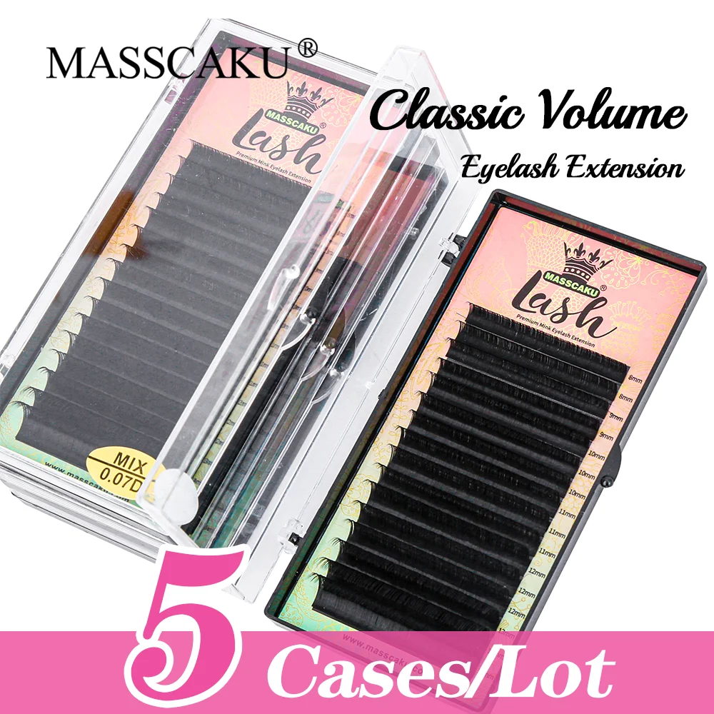 

5cases set,MASSCAKU high-quality mink eyelash extension,fake eyelash extension,individual eyelashes,nature eyelashes