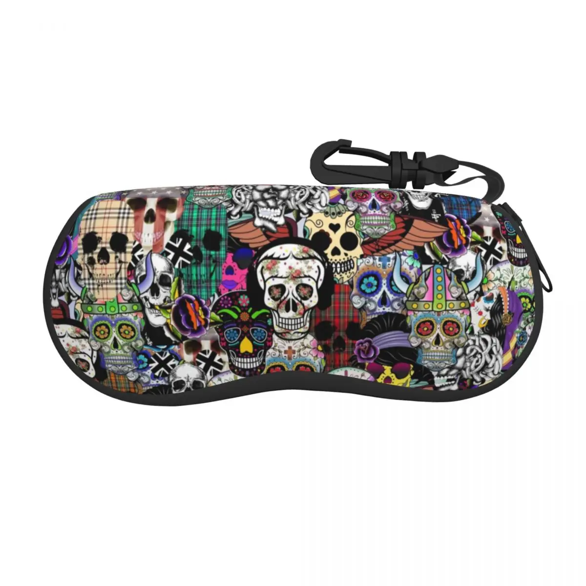 Custom Skull Print Horror Shell Glasses Case Unisex Travel Skeleton Death Eyeglasses Case Sunglasses Protector Box