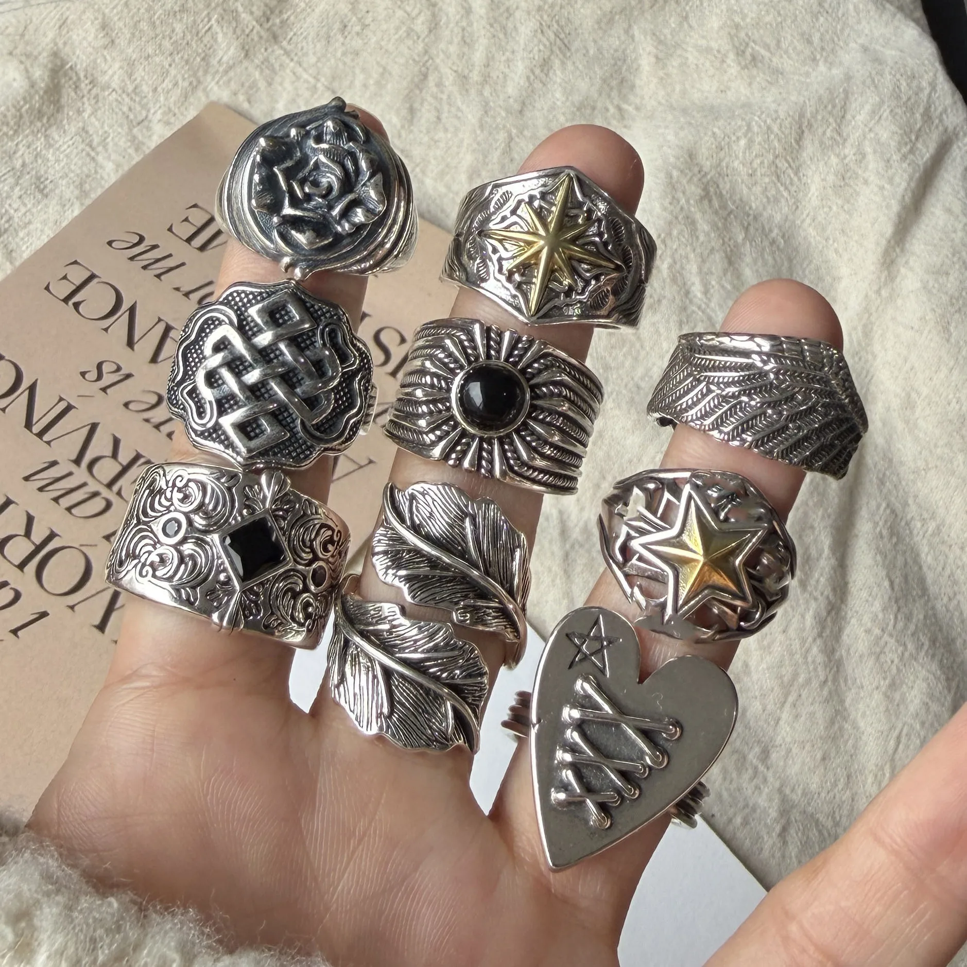 خواتم من الفضة الإسترليني عيار 925 للنساء مجوهرات رفيعة هندسية قابلة للتعديل على شكل ورقة شجر كلاسيكية كهدية لحفلات أعياد الميلاد #4