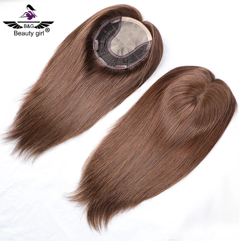 

Light Brown Hand Made Open Weft Women Hair Toupee Cuticle Aligned 6X6 Clip Mono Toppers Human Hair Toppers