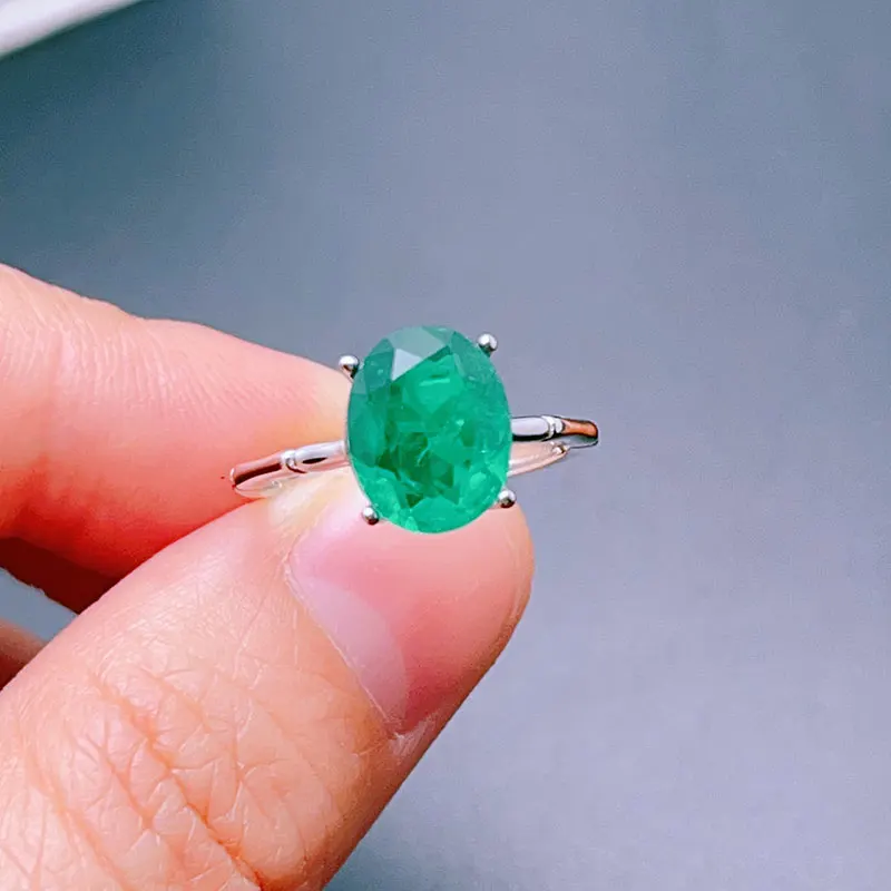 

Emerald Color Man Made Emerald Color Gemstone Ring for Man 2ct 8*10mm Solid 925 Silver Man Jewelry with 3 Layers Gold Plating