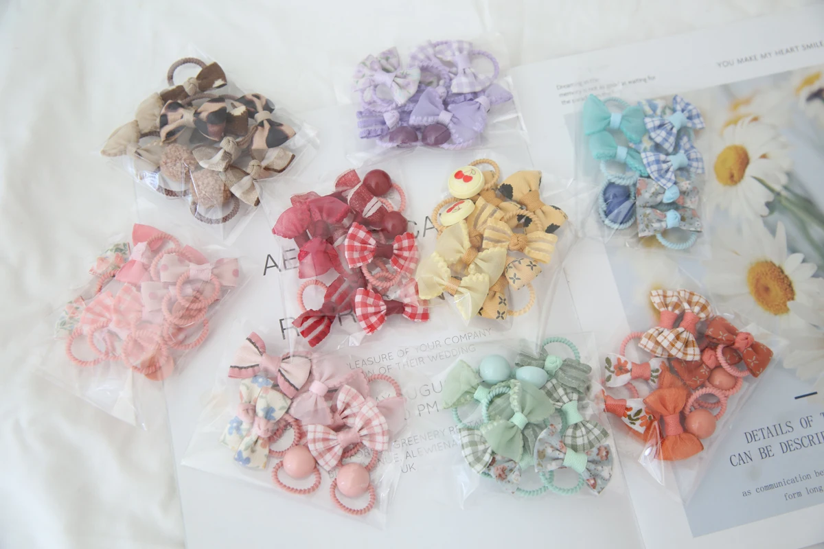 10Pcs/Lot  Children\'s Cute Headwear Hair Accessories Bow For Babys  Scrunchie