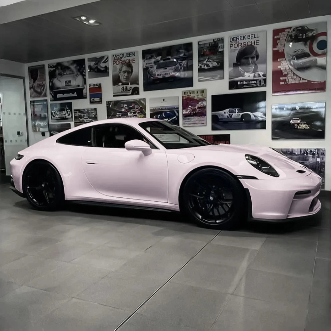 Pink Glossy Crystal PET Vinyl Graphics Car Wrap High-Quality Adhesive Auto Body Decal for Vehicles