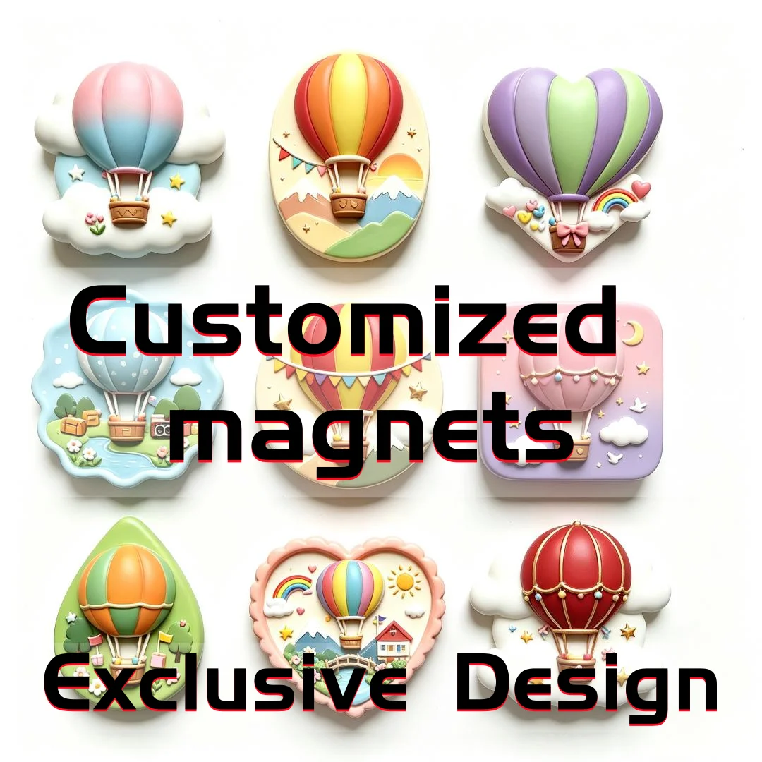 Resin Magnet on Fridge Humorous Fridge Magnets Cute Hot Air balloon Scenery Custom Travel Decorative Fridge Souvenir