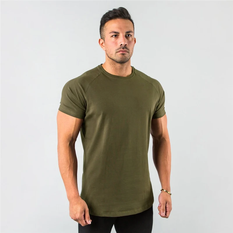 

New Fashion Plain Tops Tees Fitness Mens T Shirt Short Sleeve Muscle Joggers Bodybuilding Tshirt Male Gym Clothes Slim Fit Shirt