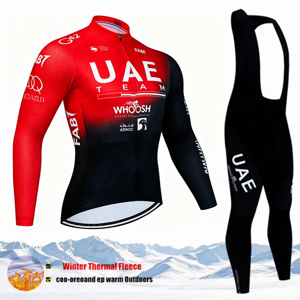 UAE Winter New Cycling Jerseys Set MTB Sport Bike Clothes Maillot Ropa Ciclismo Bicycle Winter Thermal Fleece Cycling Clothing